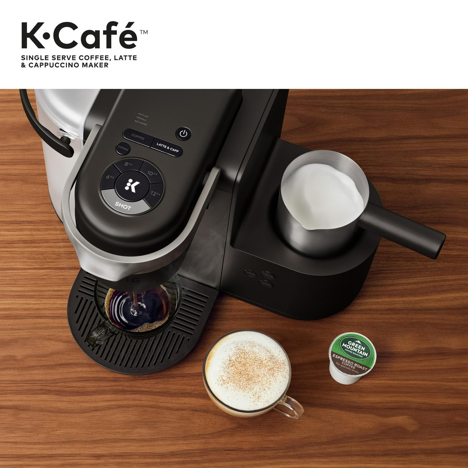 Keurig K-Cafe Single Serve K-Cup Coffee Maker， Latte Maker and Cappuccino Maker， Dark Charcoal