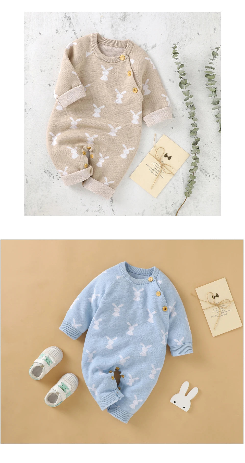 Baby Romper Cotton Knitted Newborn Boy Girl Jumpsuit Outfit  Long Sleeve Fall Toddler Infant Winter Clothing Cute Rabbit Onesies