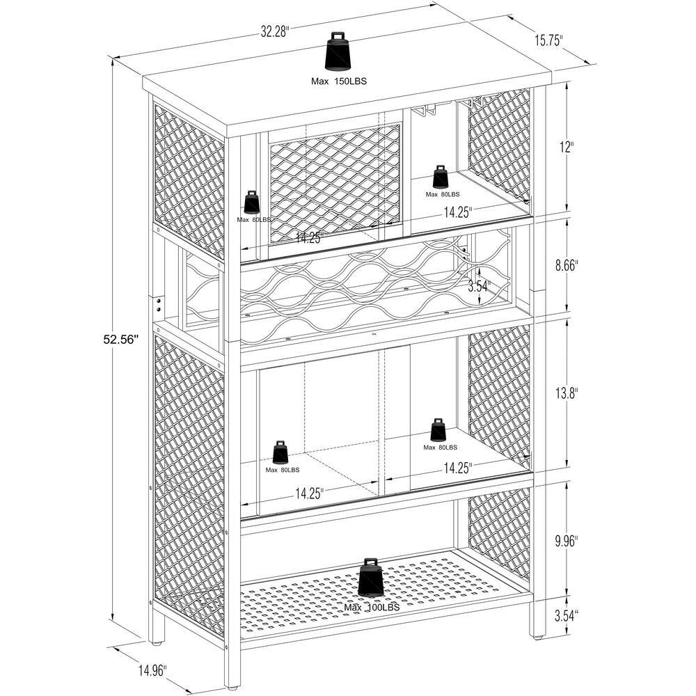 Tileon 32.28 in. W x 15.75 in. D x 52.56 in. H in Antique Black Metal and MDF Ready to Assemble Floor Base Kitchen Cabinet AYBSZHD738