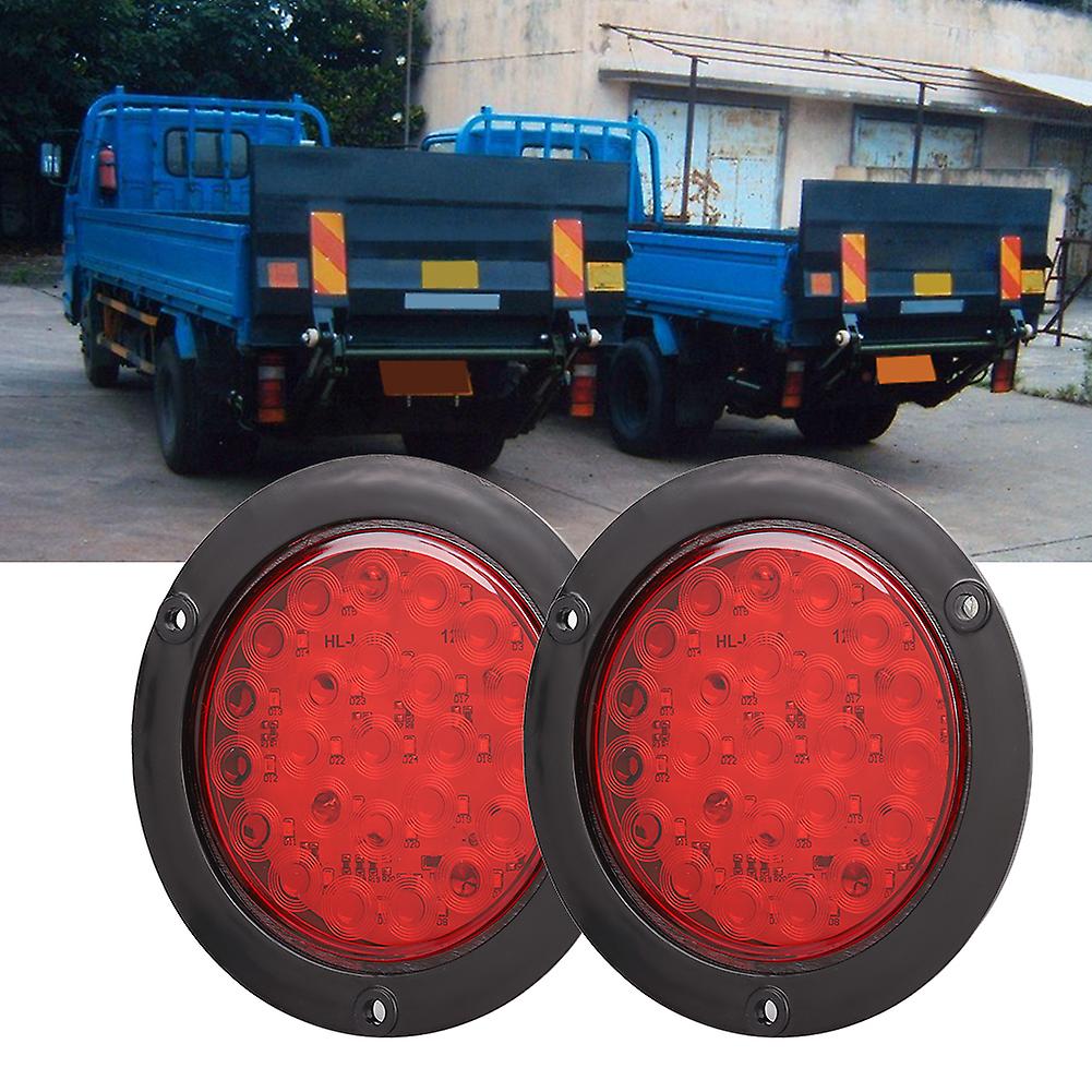 2pcs 24leds 4in Waterproof  Plastic Side Marker Round Lamp Trailer Truck Tail Light