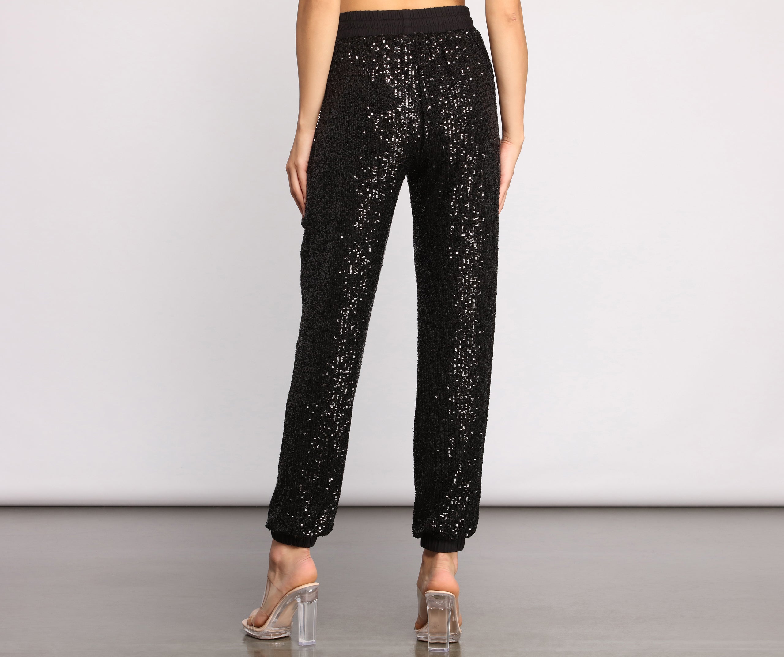 Sequin Stunner High Waist Joggers