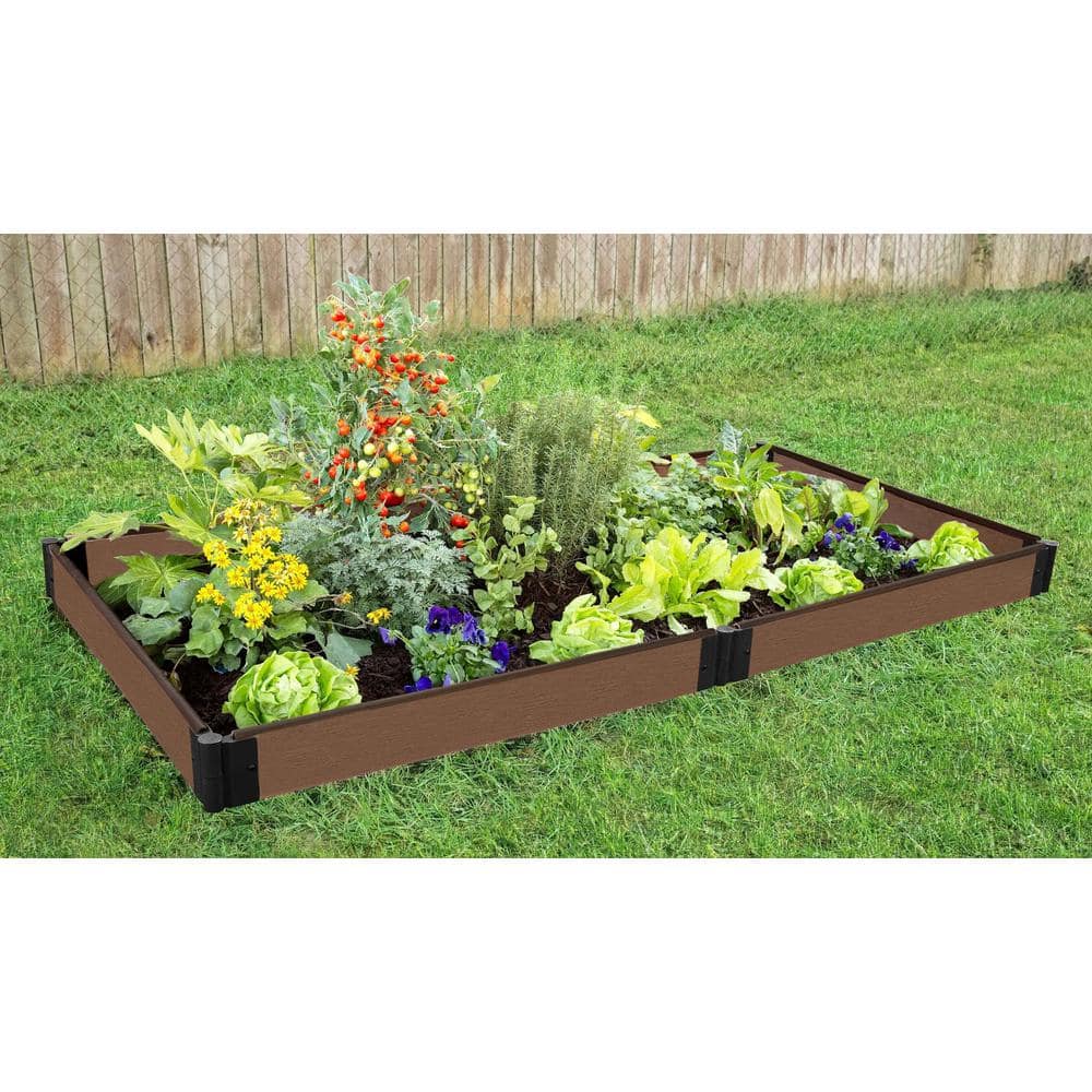 Frame It All One Inch Series 4 ft. x 8 ft. x 5.5 in. Uptown Brown Composite Raised Garden Bed 300001420