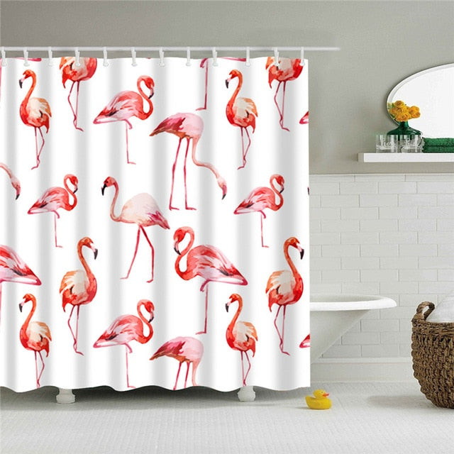 Nordic Pictures Polyester Waterproof Shower Curtains High Quality Animals Flamingo Shower Curtain In The Bathroom