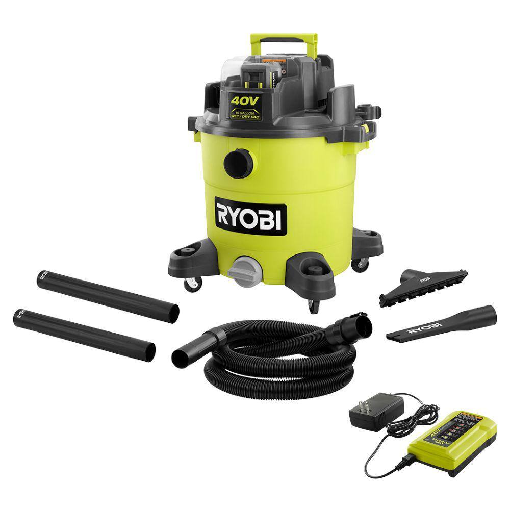 RYOBI 40V 10 Gal. Cordless WetDry Vacuum Kit with 40V 4.0 Ah Battery and 40V Charger RY40WD01K