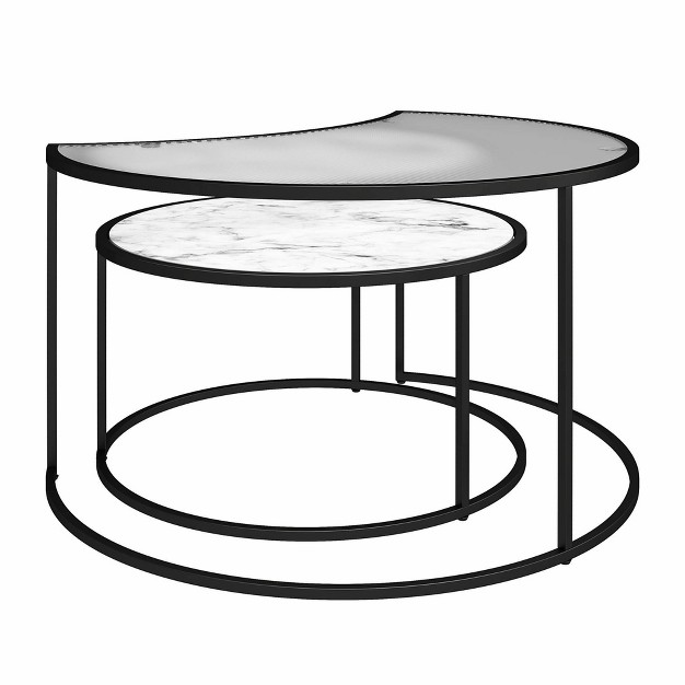 Moon Phases Nesting Coffee Tables White Marble glass Mr Kate