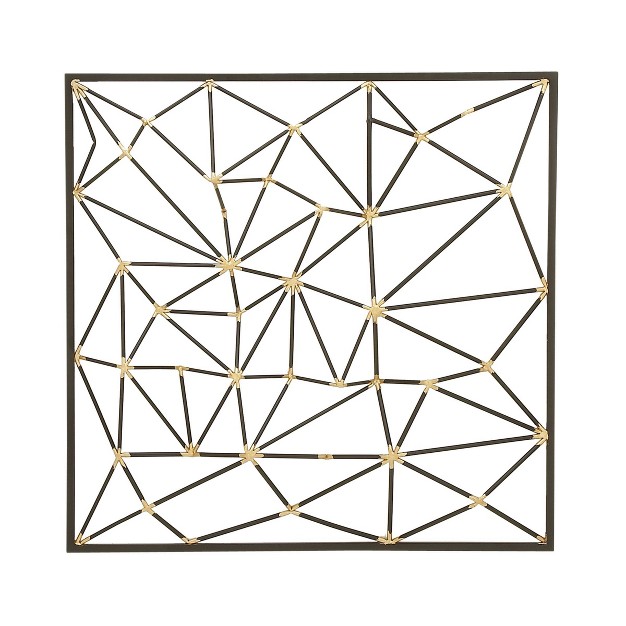 Metal Geometric Wall Decor With Black Frame And Gold Points Black Cosmoliving By Cosmopolitan