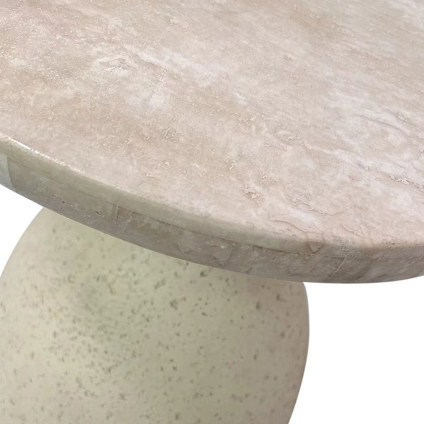 Gina Cream Travertine Side Table - 15.8