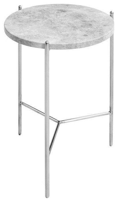 Rosa End Table  Marble With Polished Stainless Steel Frame  Ash Gray   Contemporary   Side Tables And End Tables   by Rustic Home Furniture Deco  Houzz