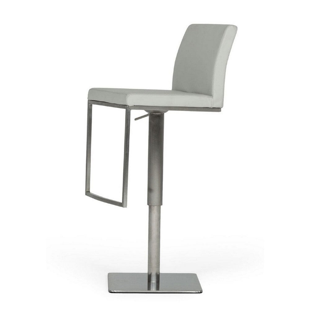 Cid 23 Inch Modern White Faux Leather Counter Bar Stool， Adjustable， Swivel - 18.5Lx18.75W x 33-42H， in inches