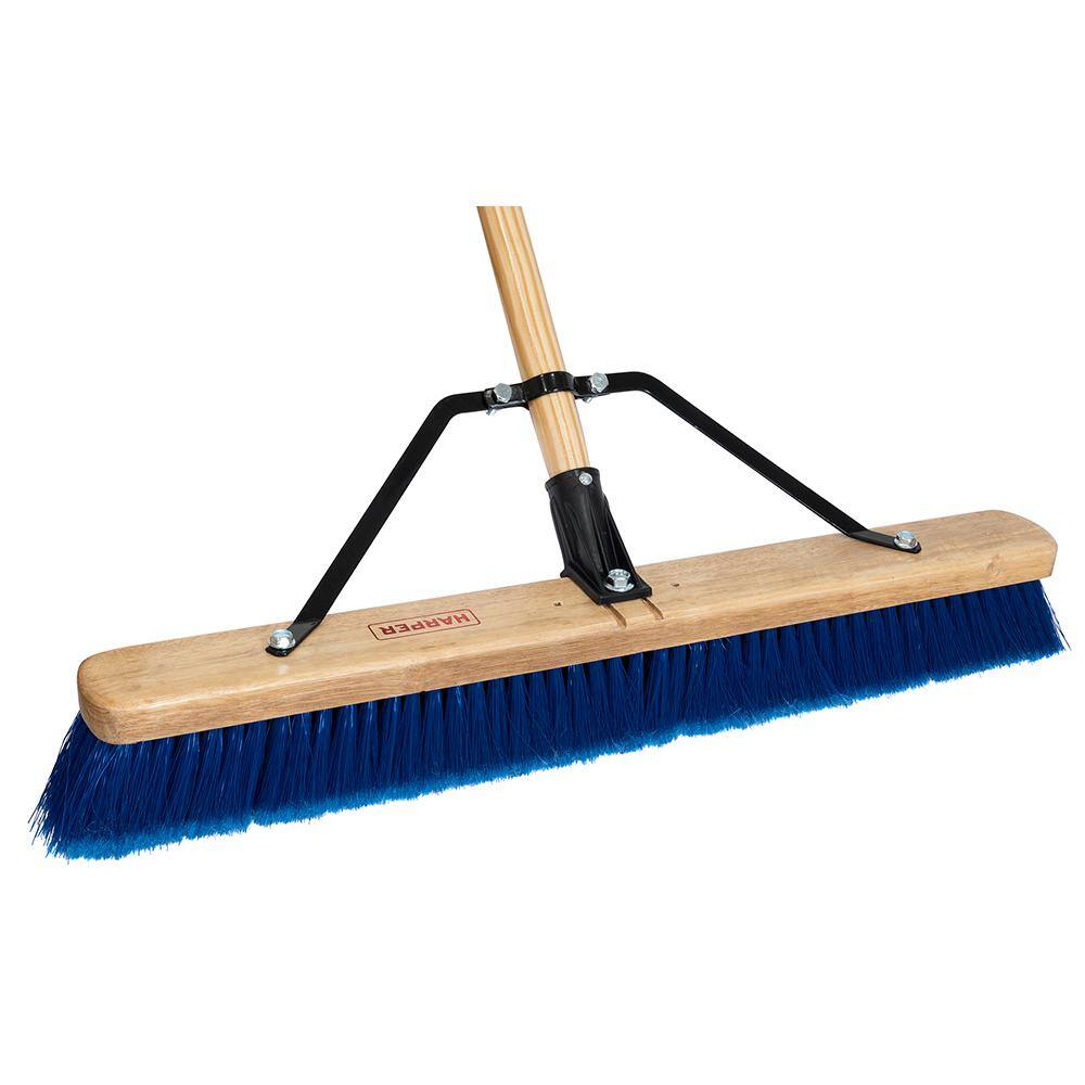 HARPER 24 in. All-Purpose HardwoodSteel Handle Push Broom for Dust and Gravel 20201044