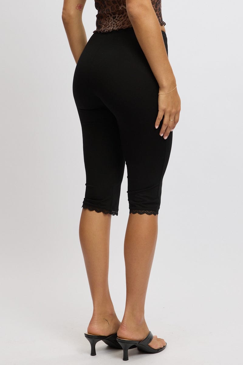 Black Capri Pants Lace Trim