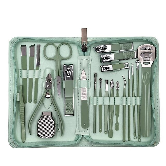 22pcs Professional Nail Clippers Pedicure Kit  Stainless Steel Toenails Nail Files Ear Spoon, Grooming Kit For Travel