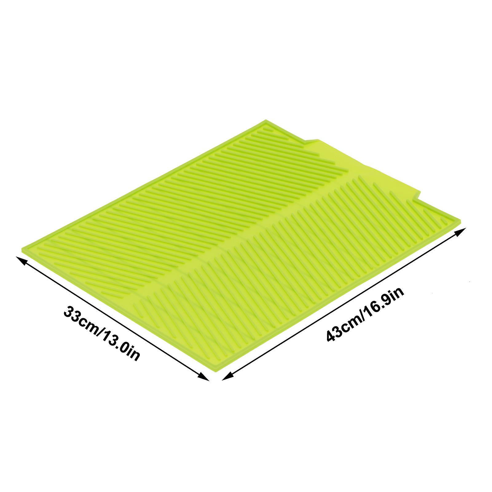 Silicone Dish Drying Mat， Heat Resistant Dish Drying Pad For Kitchen Counter Non-slipping Dish Rack Mat For Sink， Refrigerator， Drawer Liner[green]