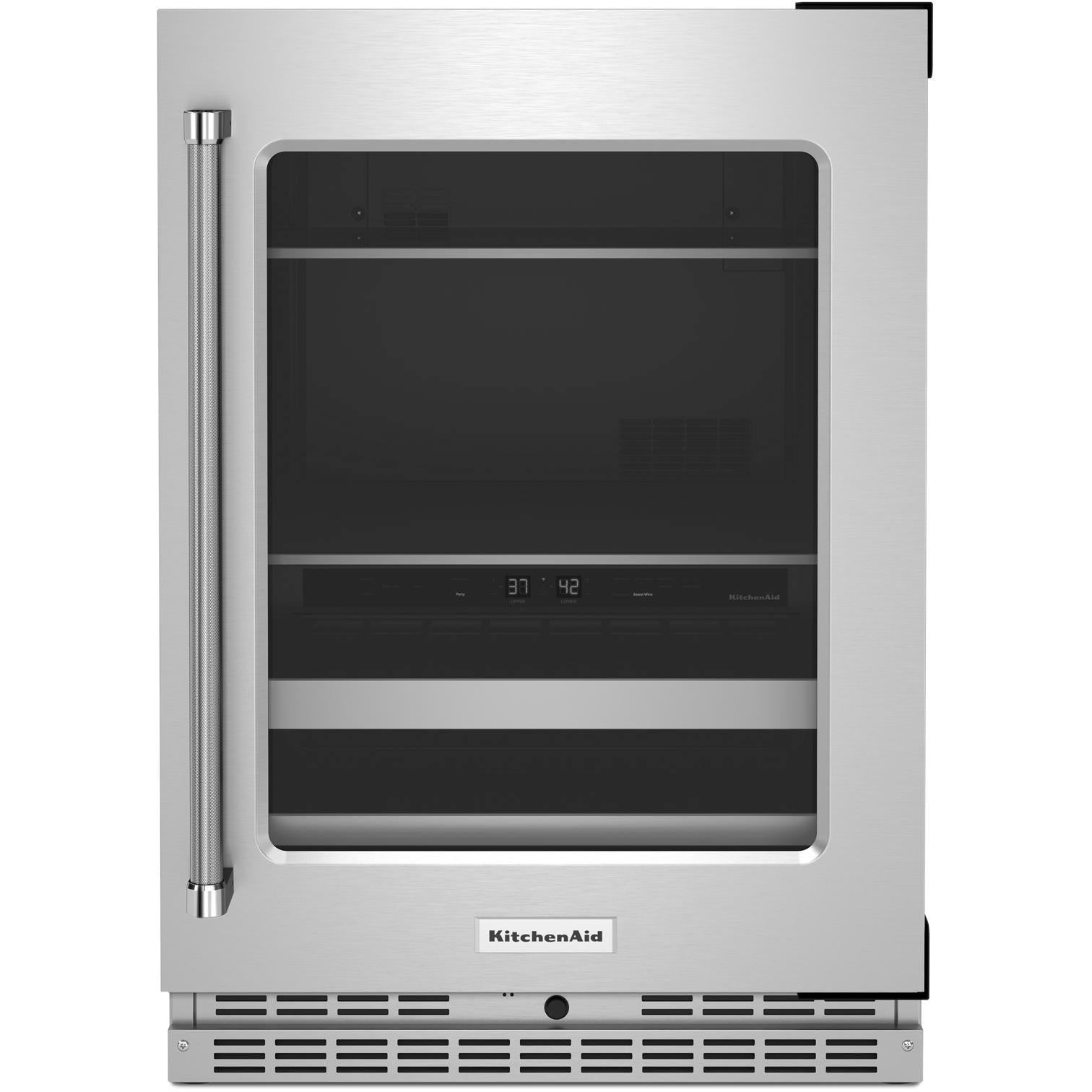 KitchenAid 24-inch, 4.89 cu. ft. Beverage Center with Glass Door KUBR314KSS