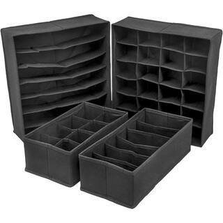 Sorbus 13.18 in. H x 3.54 in. W x 6.1 in. D Black Foldable Fabric Drawer Dividers Cube Storage Bin (4-Pack) DOK4-BLK