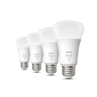 Philips Hue 60-Watt Equivalent Soft White A19 Dimmable LED Smart Light Bulb 2700K (4-Pack) 476977