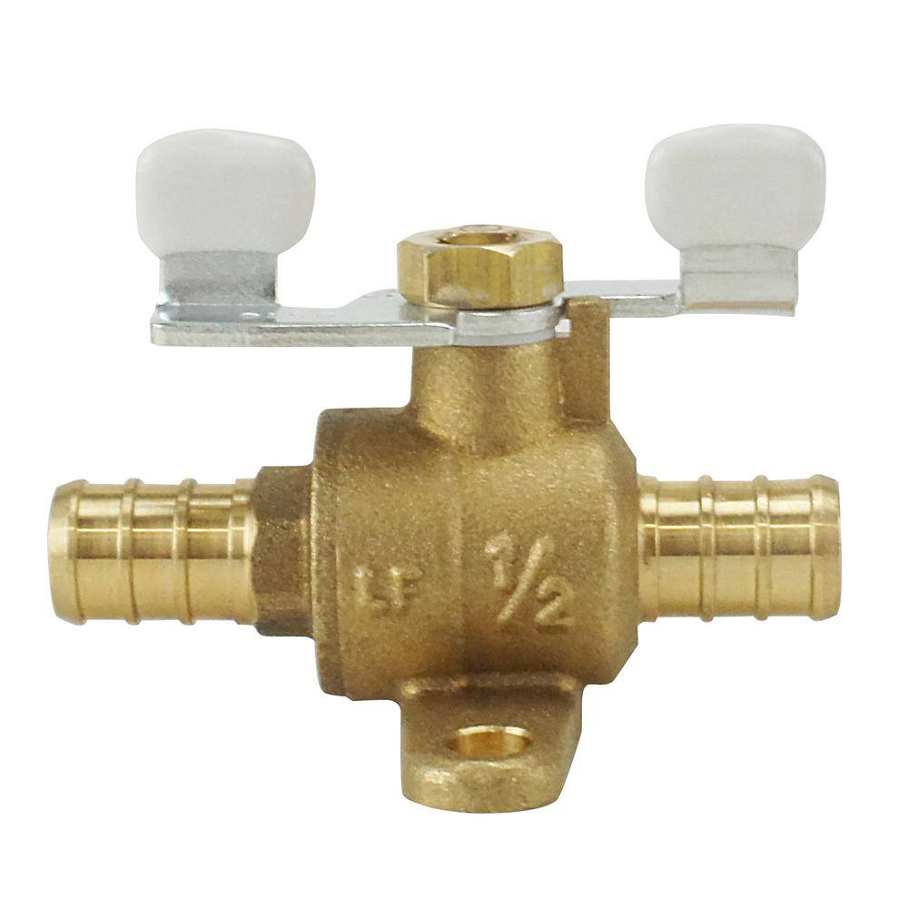 Apollo 12 in. Brass PEX-B Barb Ball Valve with Tee Handle and Mounting Pad APXV12T