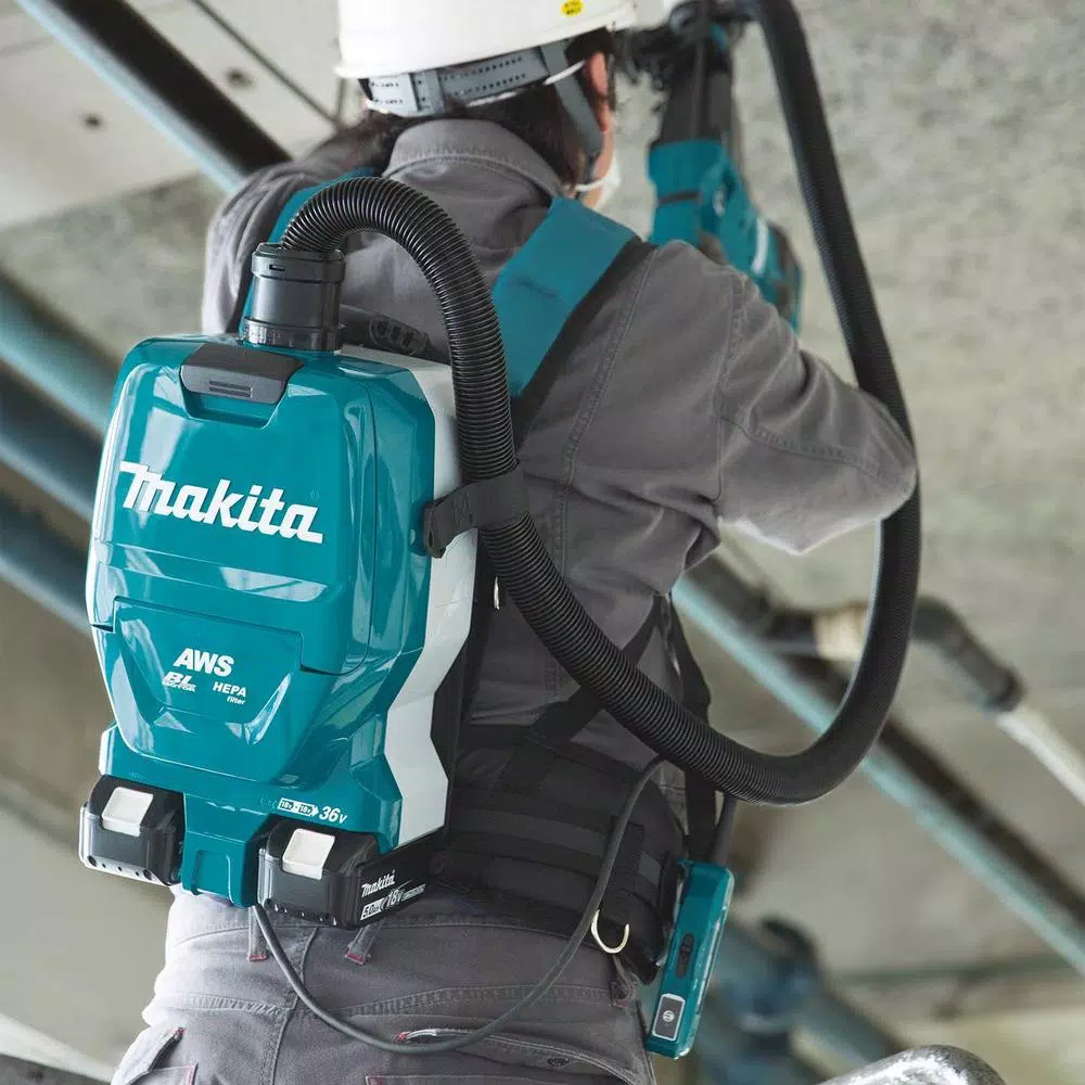 Makita 18-Volt X2 LXT Lithium-Ion (36V) Brushless 1/2 Gal. HEPA Filter Backpack Dry Dust Extractor Kit， AWS Capable (5.0 Ah) and#8211; XDC Depot