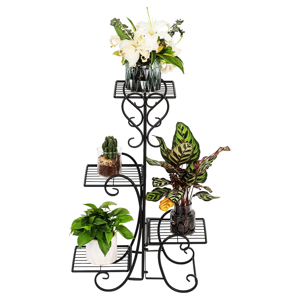 Artisasset 4-Layer Square Panel Metal Flower Pot Rack Holder