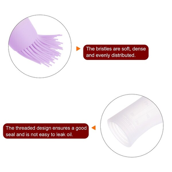 2pcs Silicone Oil Bottle Brush for Barbecue Cooking Baking， Purple