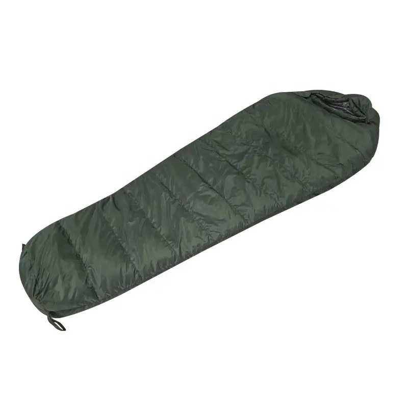 Winter warm 320T polyester thick green windproof soft camping hiking outdoor activity mummy sleeping bag