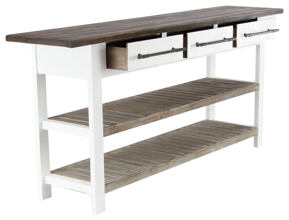 Farmhouse White Wood Console Table 46020   Farmhouse   Console Tables   by Brimfield  ampMay  Houzz