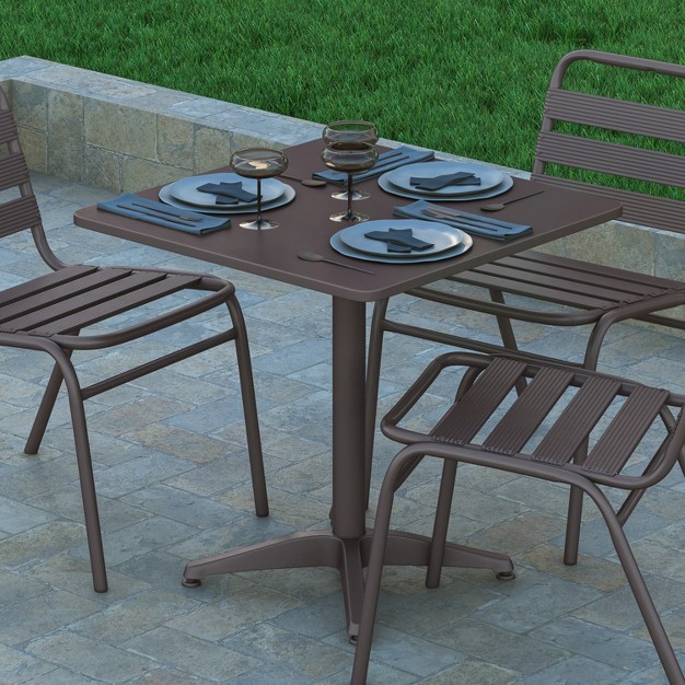 Emma And Oliver 27 5 x27 x27 Square Aluminum Indoor outdoor Table With Base