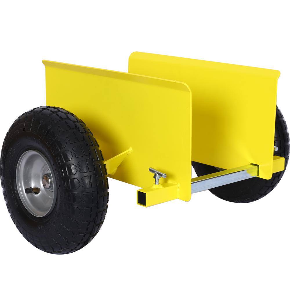 Tidoin 10 in. Yellow Lumber Transfer Panel Handbarrow Dolly with Pneumatic Wheels and 600 lb. Load Capacity GH-YDW4-168