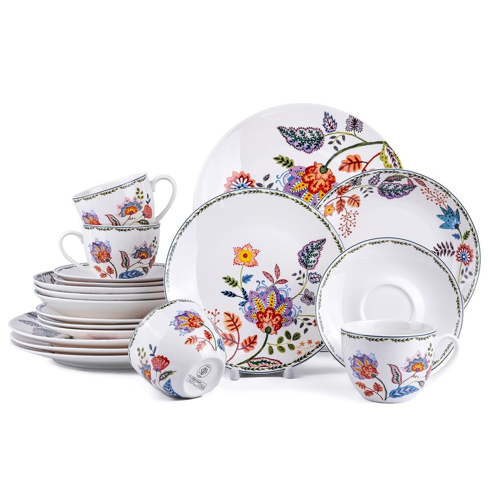 STP Goods Byzantium Flowers Bone China Dinnerware Set of 20 for 4