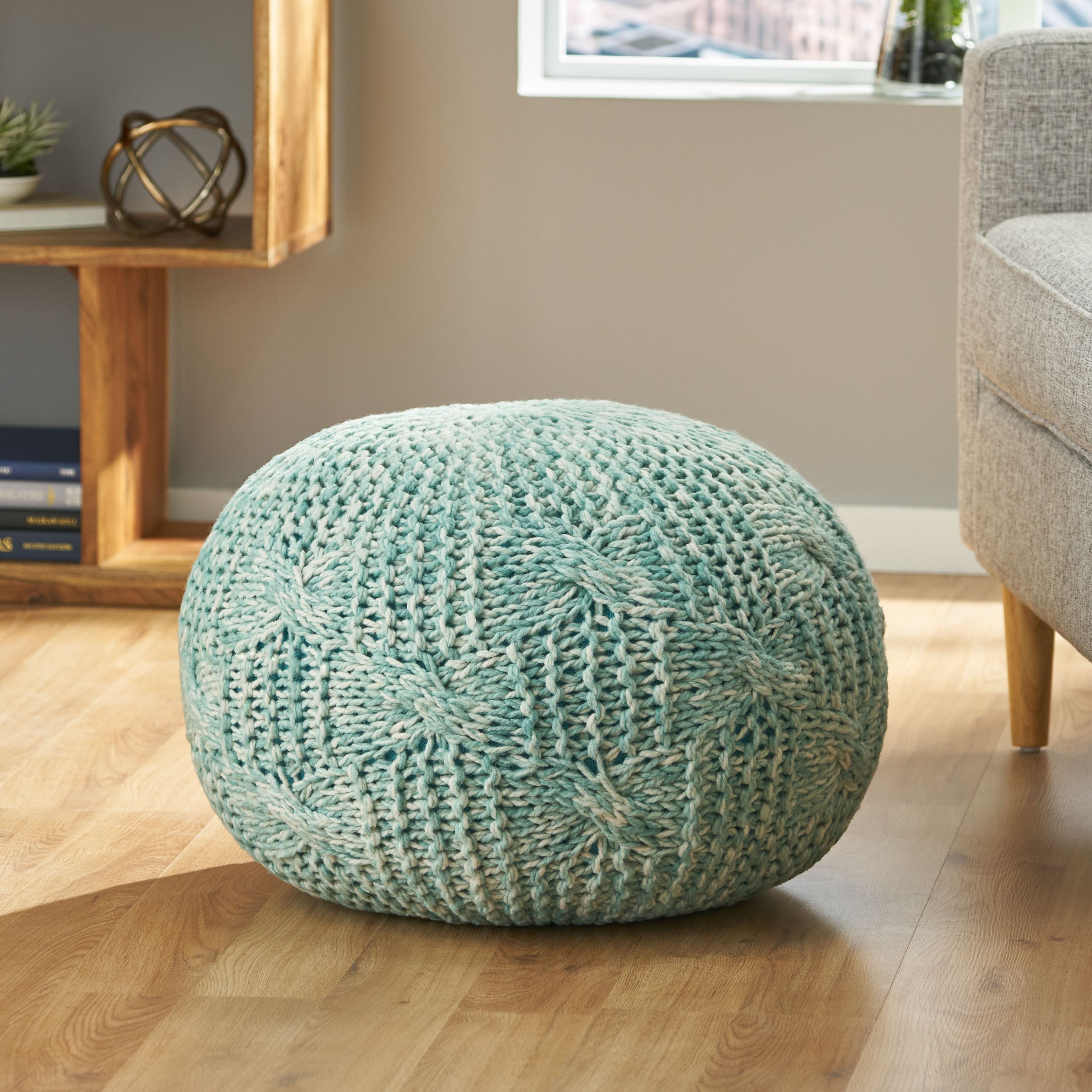 Dahlia Handcrafted Modern Fabric Weave Pouf