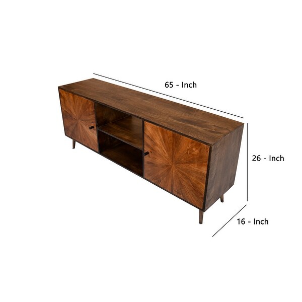 Brown Jag 65 Inch Mango Wood TV Media Entertainment Center