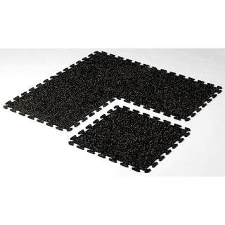 Black with Tan Speck 24 in. x 24 in. Recycled Center Floor Tiles (24 sq. ft.) EZFLEX8BT