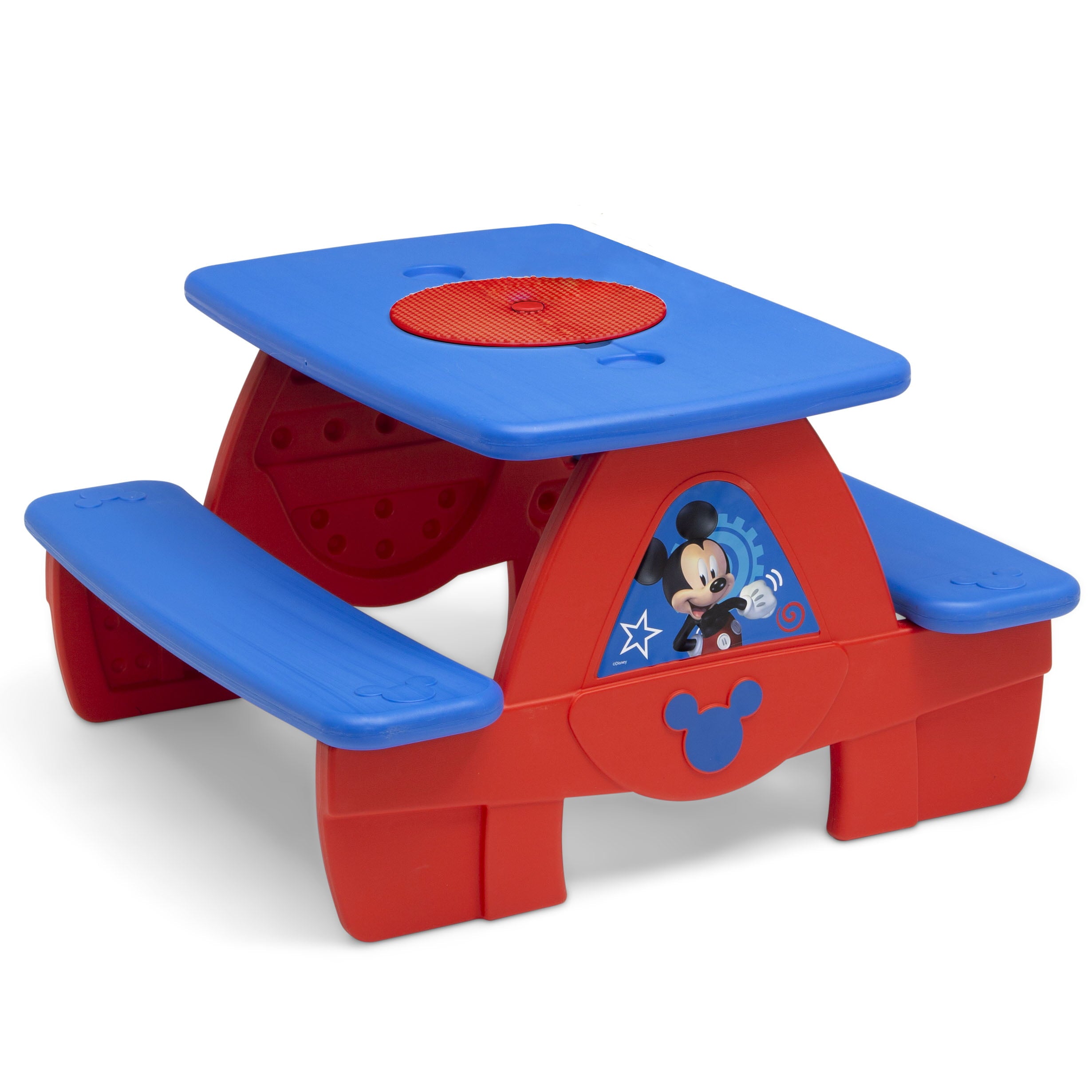 Disney Mickey Mouse Picnic Table with Block Baseplate and Cupholders