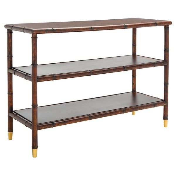 SAFAVIEH Tudor Dark Brown/ Gold 2-Shelf Console Table - 42