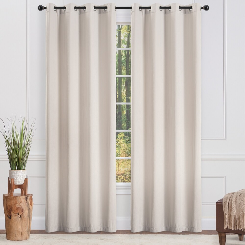 Chanasya Velvet Grommet Window Curtain Panel Pair (Set of 2)