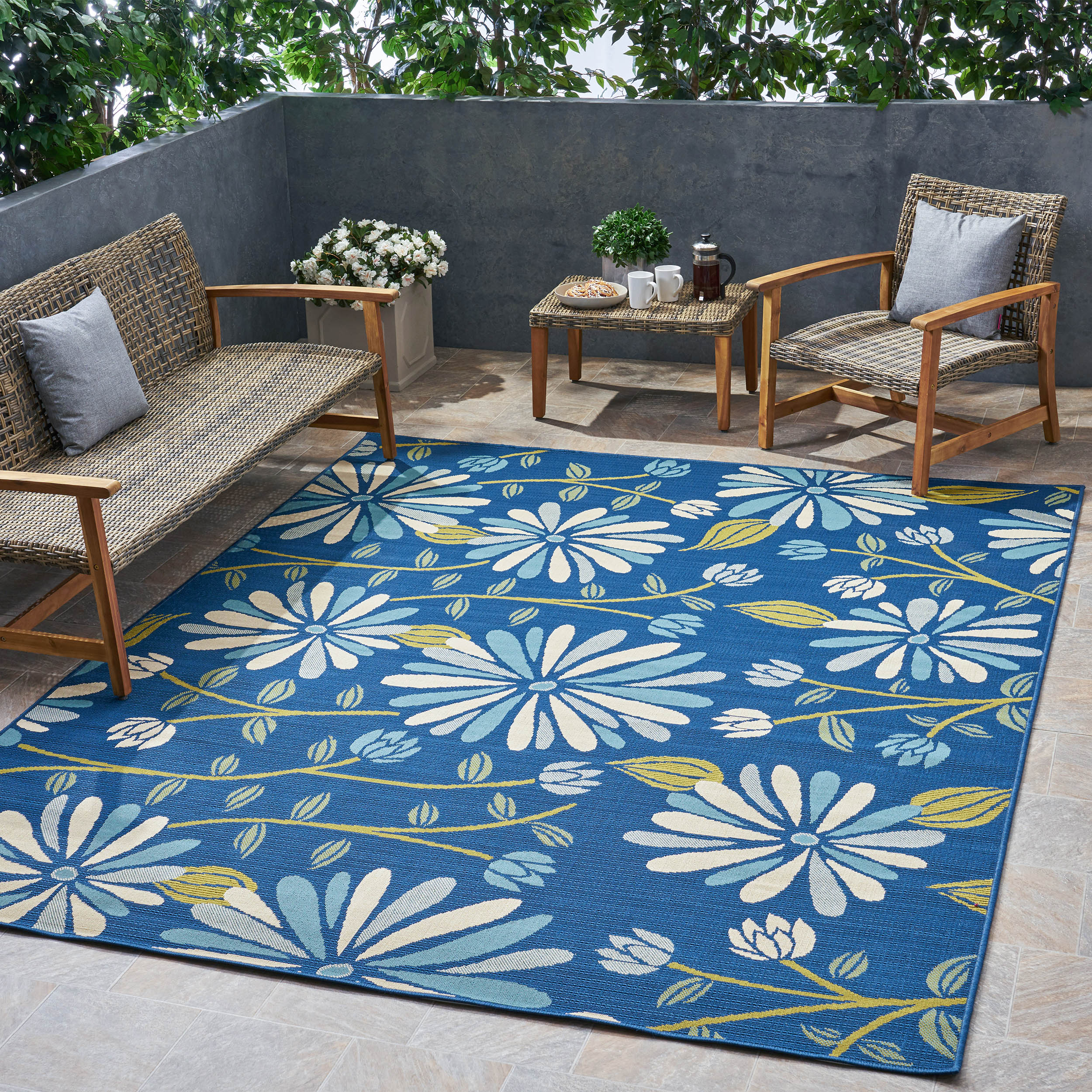 Louise Outdoor Floral Area Rug