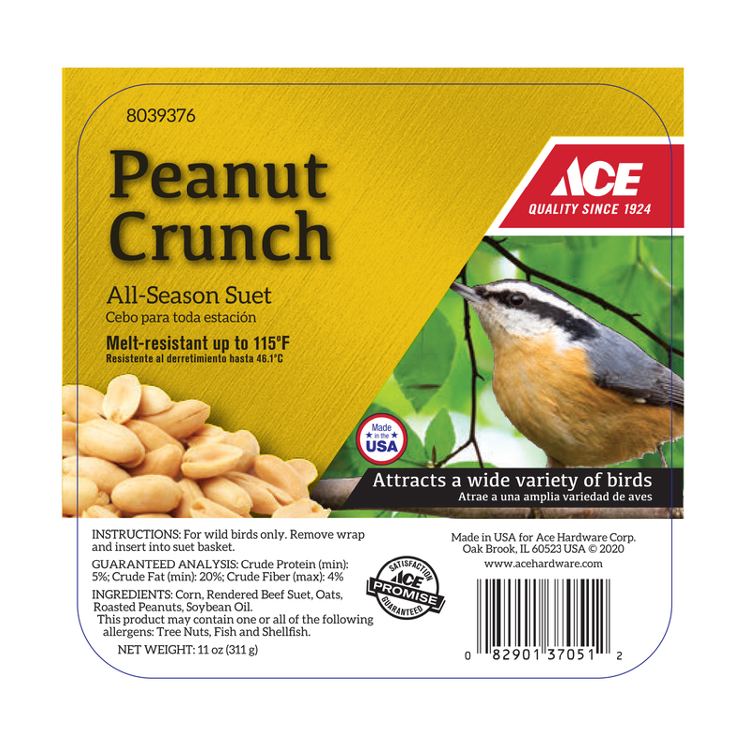 Ace Peanut Crunch Assorted Species Beef Suet 11 oz