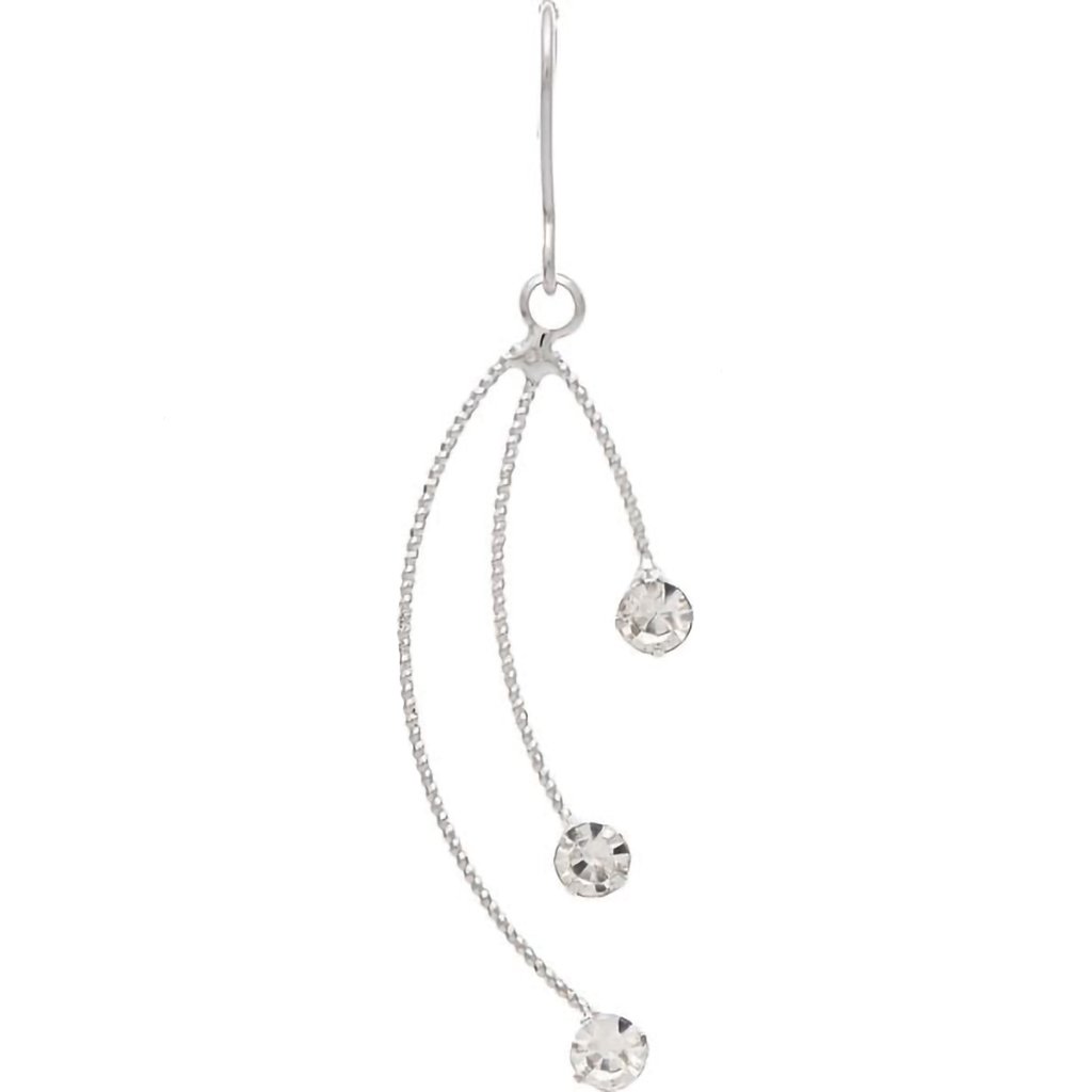 Rain   Silver Arc Triple Wire Cubic Zirconia Earring