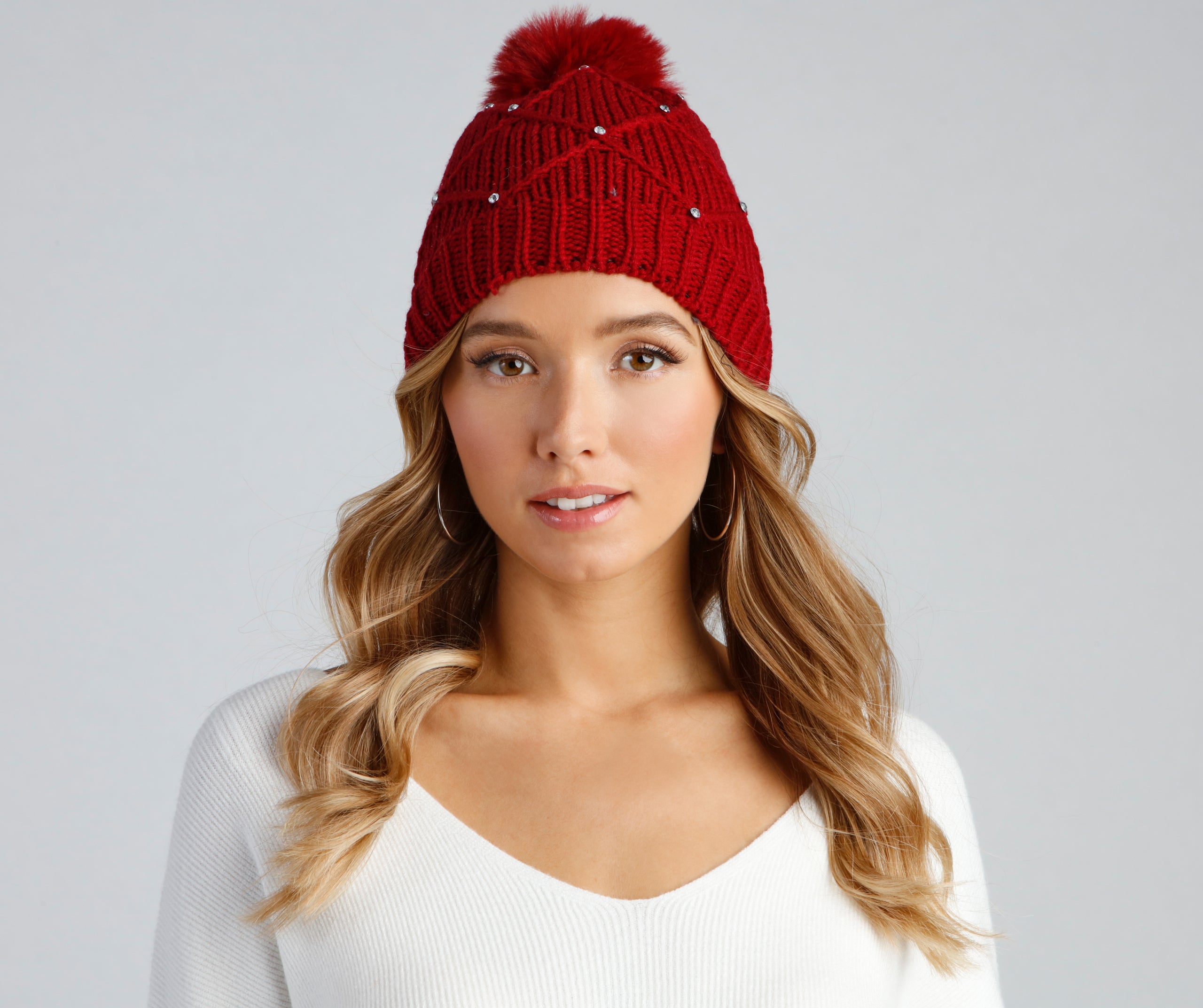 Sweet Sparkle Rhinestone Knit Beanie