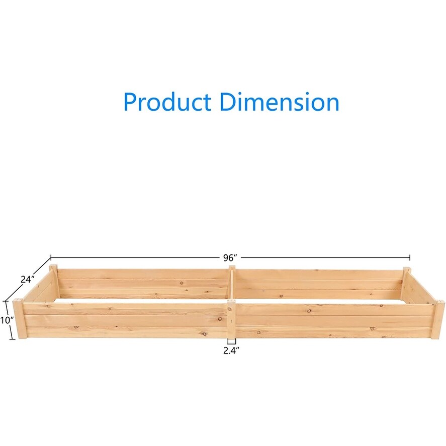 Outdoor 8ft Wooden Raised Garden Bed Planter Kit