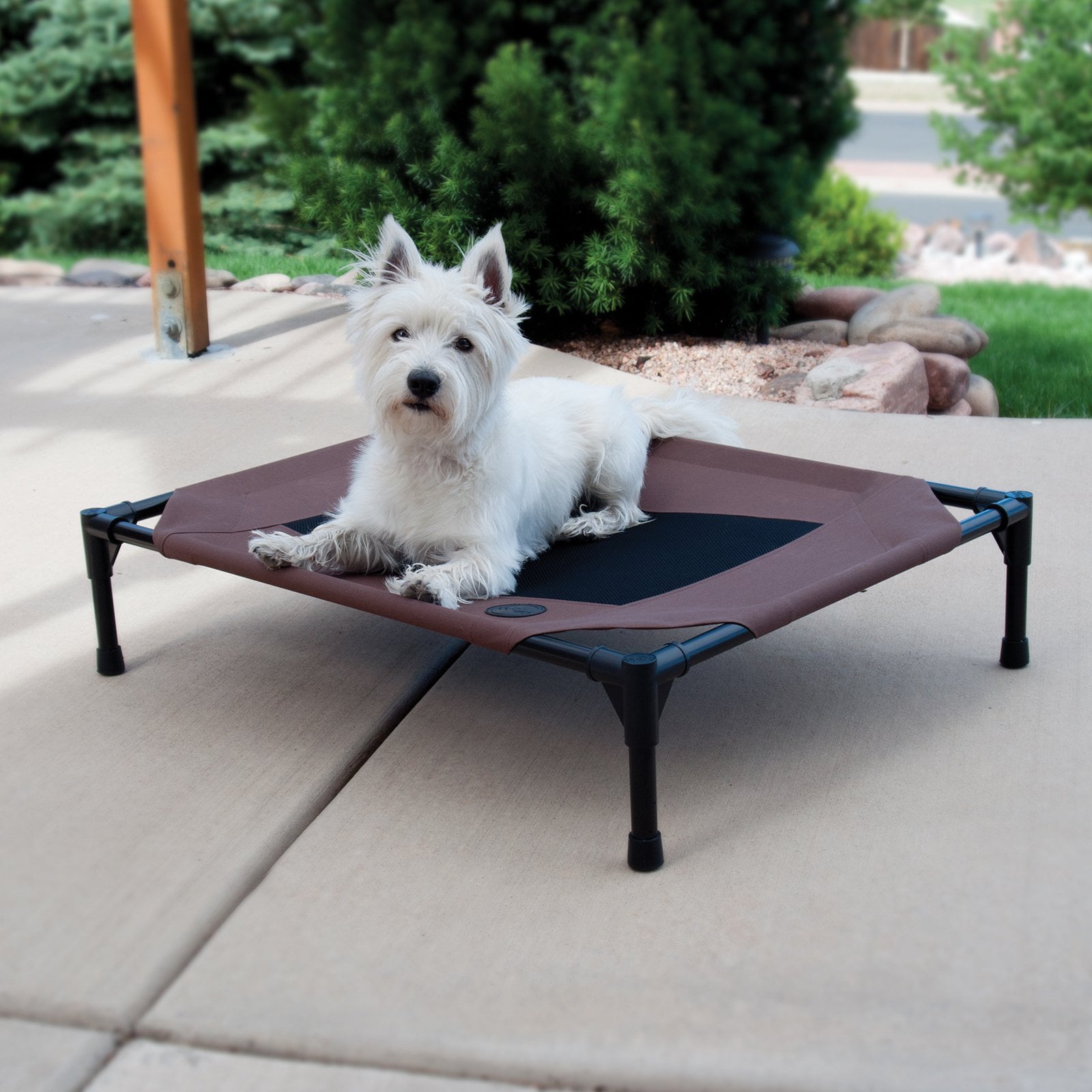 KandH Cooling Cot Pet Dog Bed， Large， Gray/Black Mesh