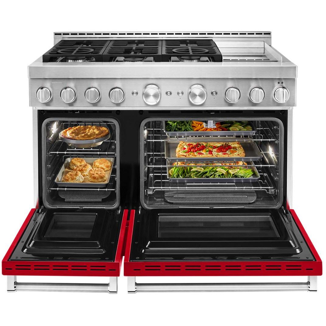 KitchenAid 48-inch Freestanding Gas Range with Even-Heat? True Convection KFGC558JPA