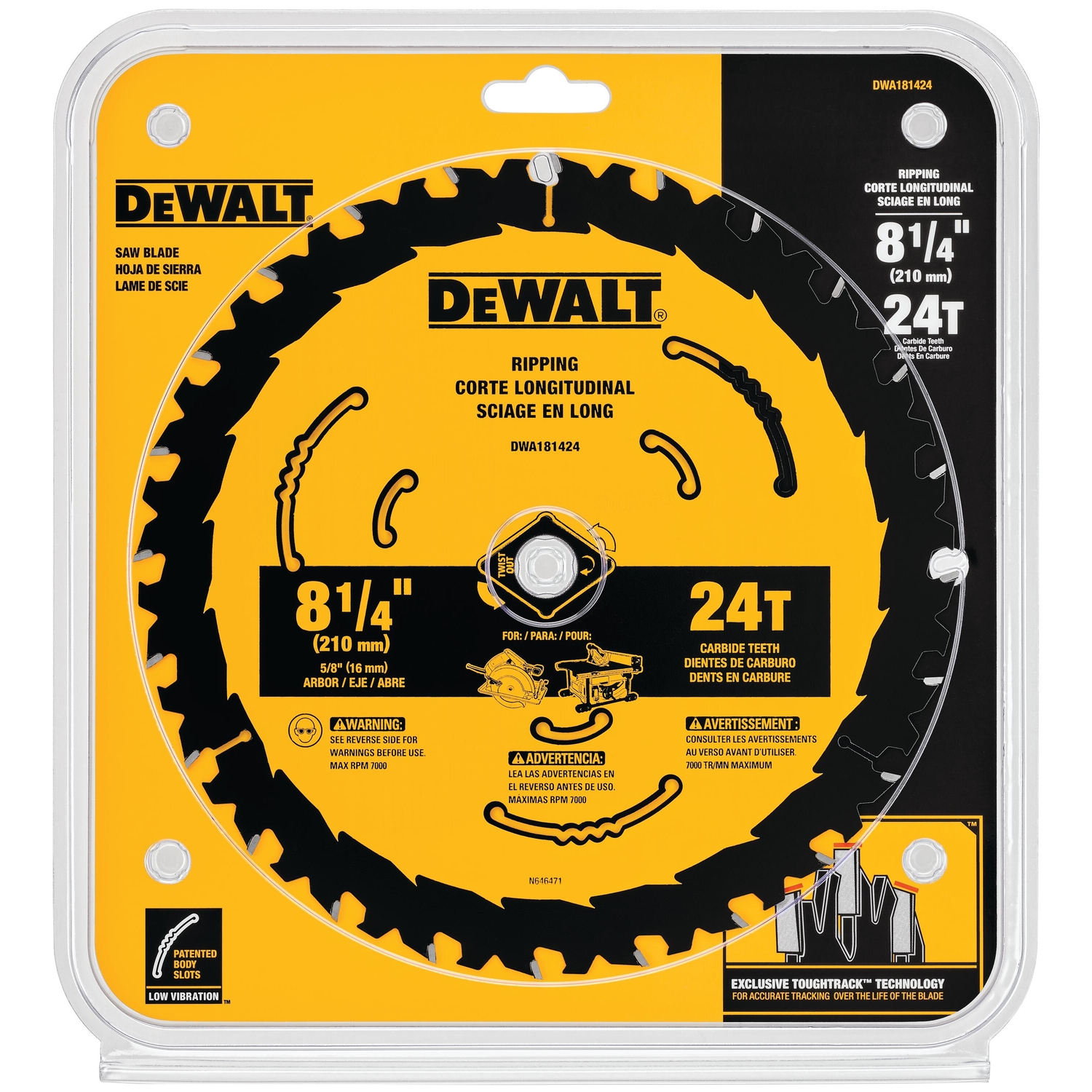 DW 8-1/4 in. D X 5/8 in. Tungsten Carbide Circular Saw Blade 24 teeth 1 pk