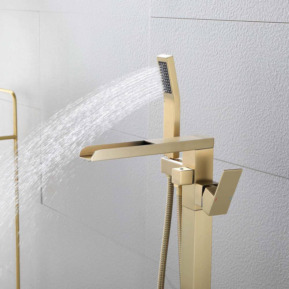 GIVING TREE Single-Handle Claw Foot Tub Faucet with Pressure-Balanced Control with Hand Shower in Gold RMHDFAUC0034