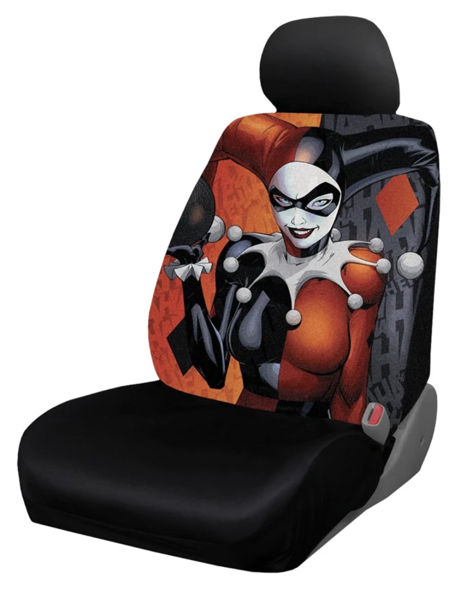 Plasticolor Harley Quinn Washable Polyester Universal Fit Automotive Seat Cover， 1 Pack