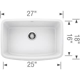 Blanco Valea Undermount Granite 27 in. x 18 in. Single Bowl Kitchen Sink in White 442551