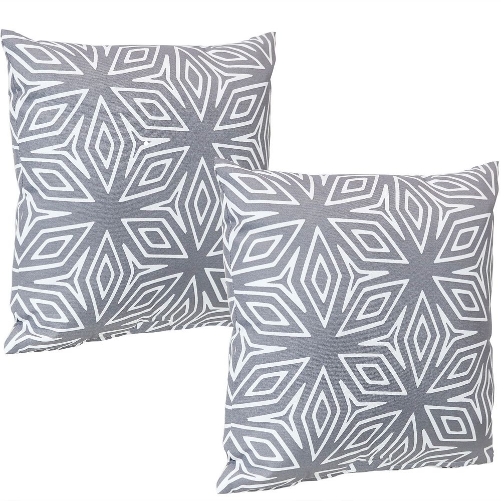 Sunnydaze 2 Outdoor Decorative Throw Pillows - 17 x 17-Inch - Gray Geometric