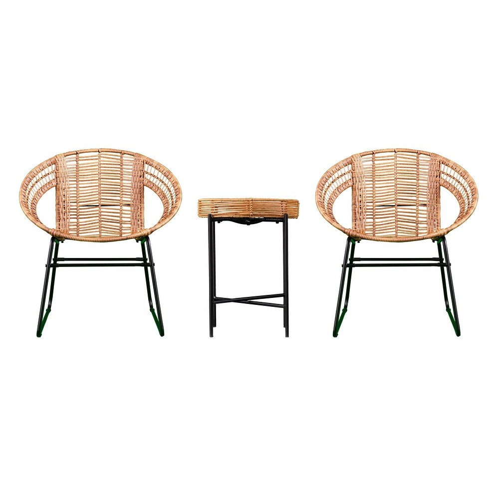 SEI Furniture Arti Contemporary  Weather Natural Rattan 3 Piece Patio Bistro Set