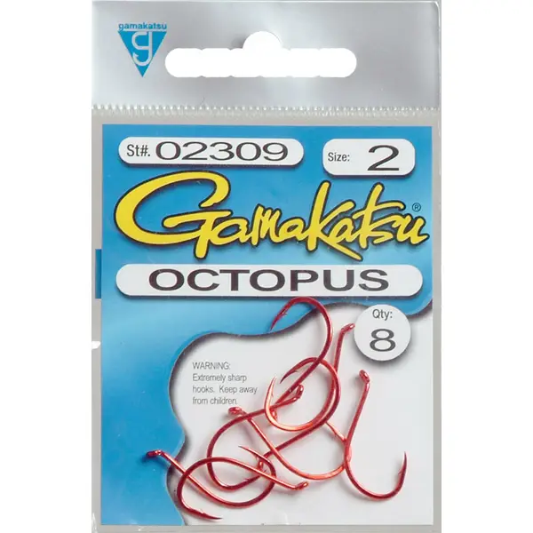 Gamakatsu Size 2 Red Octopus Hook