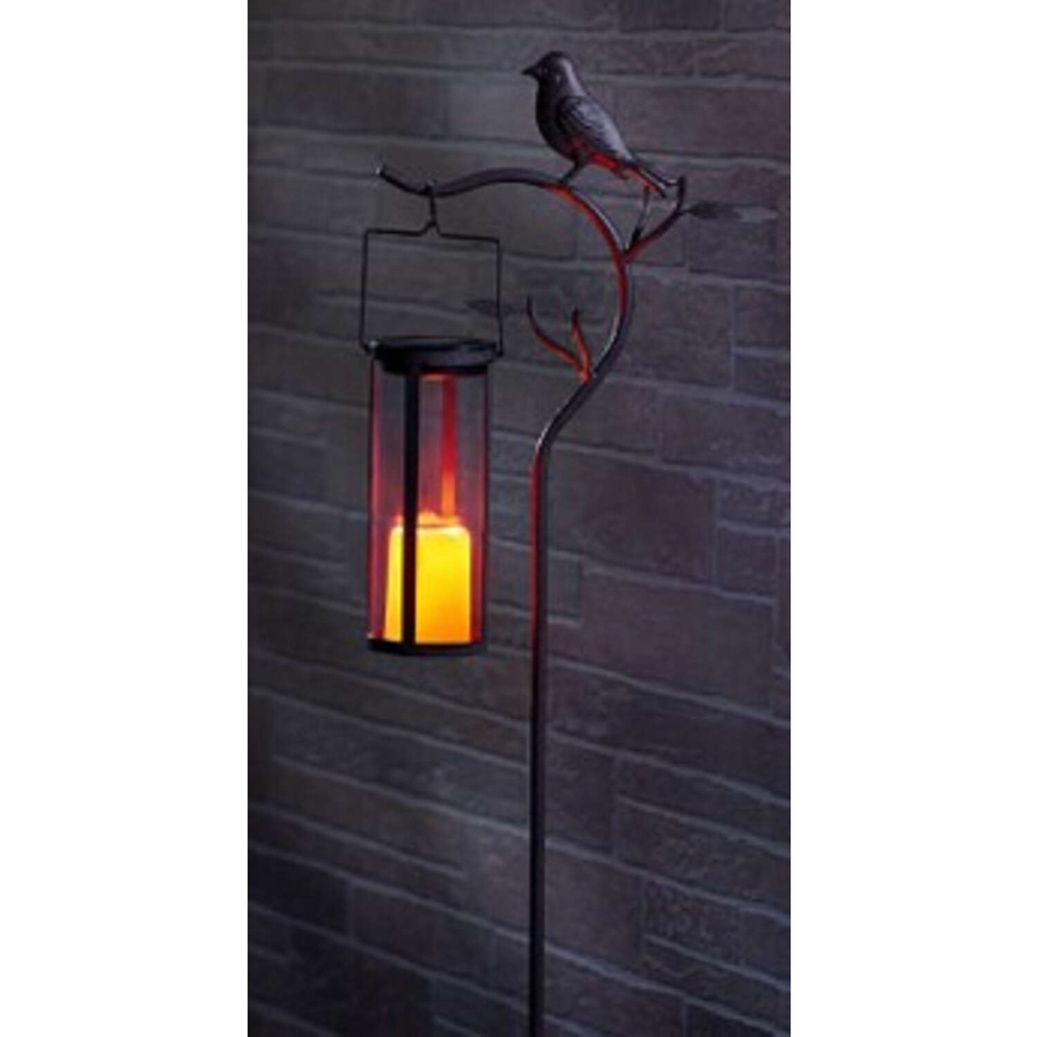 Smart Living 45 in. Solar Power Metal Provence Bird Hanging Lantern Bronze